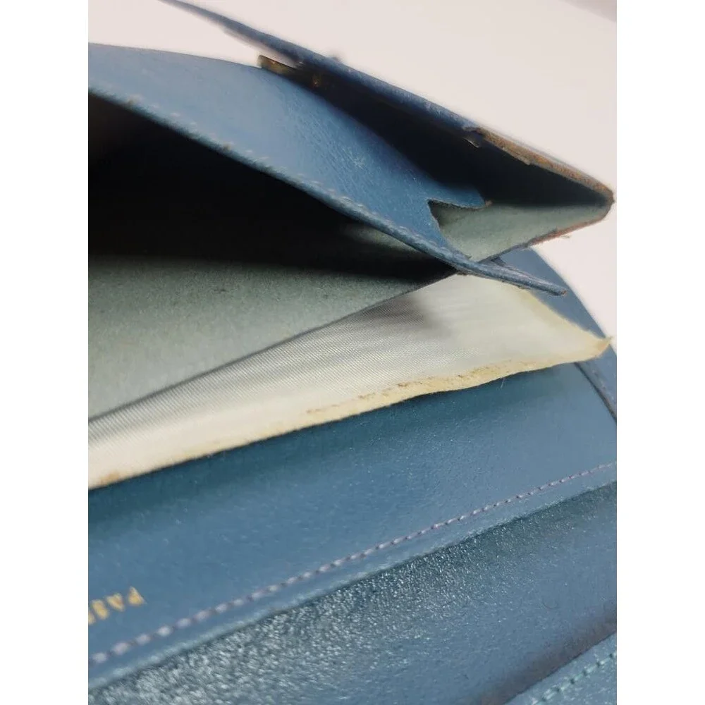Prince Gardner Vintage Blue Leather Checkbook Wallet Passport Holder Cowhide